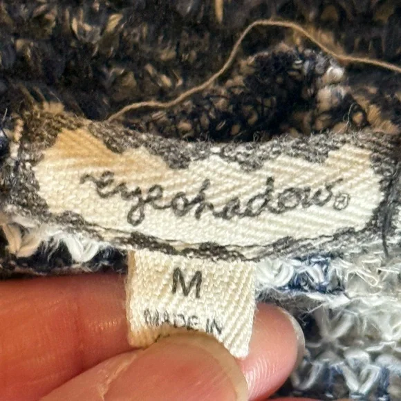 Eyeshadow Blue White Geometric Open Front Cardigan Lightweight Raglan Sleeve M - Picture 5 of 9